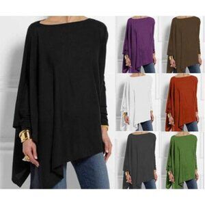 2/$40 CROSSTREE LANE Oversized Asymmetrical Tunic Top Long Sleeve Casual Loose